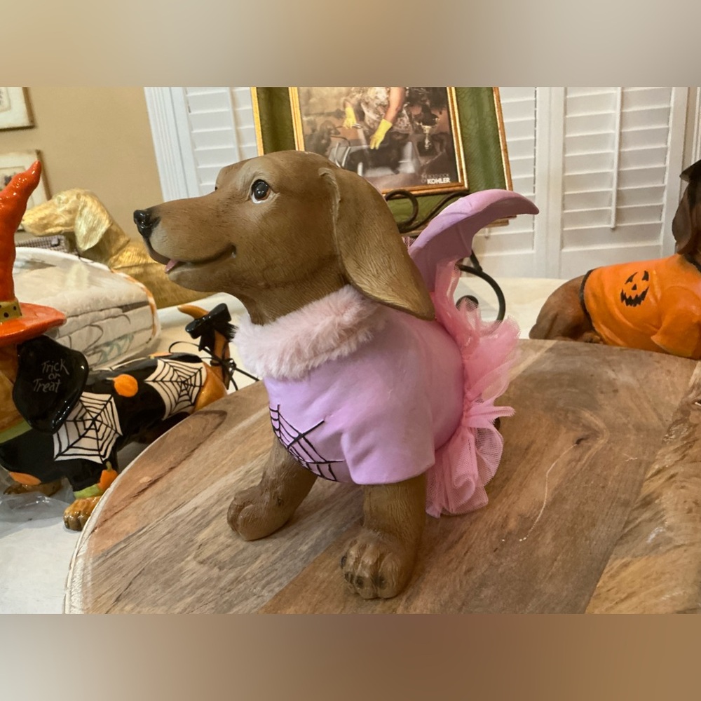 Adorable Dachshund Bat figure costume Pink Tutu & Wings, ballet or angel?🤔😀 - Picture 3 of 12